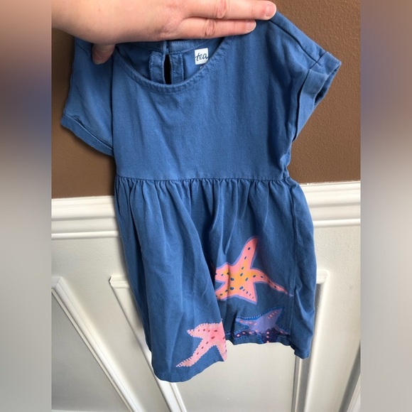 Tea Collection Girls 4 Ruffled Starfish Empire Dress - Blue Yarrow - EUC! - Picture 8 of 8